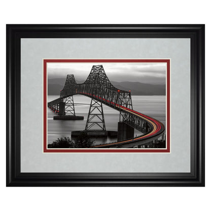 Classy Living Curved Bridge Trail Wall Art 40x34in | Contemporary Midnight Aura Framed Paper Print | Living Room & Office Cityscape Decor | Model DM5517
