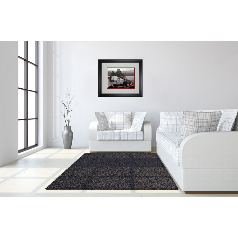 Classy Living Curved Bridge Trail Wall Art 40x34in | Contemporary Midnight Aura Framed Paper Print | Living Room & Office Cityscape Decor | Model DM5517