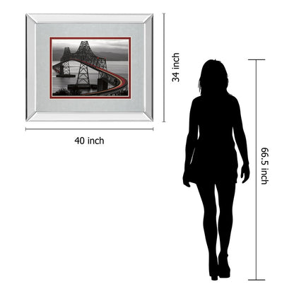 Classy Living Curved Bridge Trail 40x34in Wall Art | Contemporary Mirrored Frame | Living Room & Office Decor | 40 x 34 x 3 in | Model DM5517MF