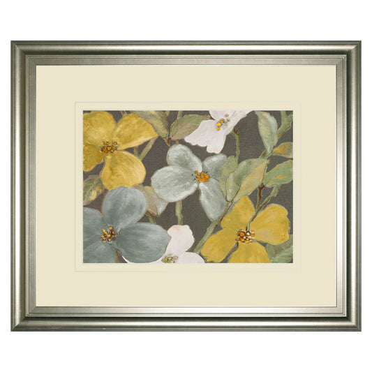 Classy Living Muted Blooms 40x34in Wall Art | Contemporary Botanical Silver MDF Frame with Real Glass | Living Room, Bedroom & Office Decor | Model DM5520