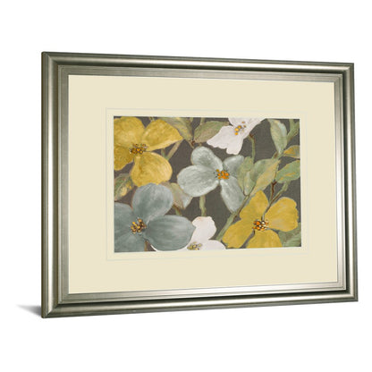 Classy Living Muted Blooms 40x34in Wall Art | Contemporary Botanical Silver MDF Frame with Real Glass | Living Room, Bedroom & Office Decor | Model DM5520