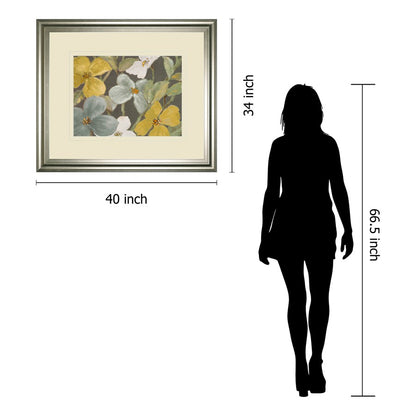 Classy Living Muted Blooms 40x34in Wall Art | Contemporary Botanical Silver MDF Frame with Real Glass | Living Room, Bedroom & Office Decor | Model DM5520