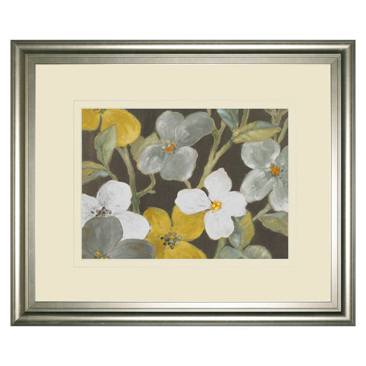 Classy Living Garden Party 40x34in Rectangular Wall Art | Contemporary Multicolor Botanical on Paper with Silver Serenity MDF Frame | Model DM5521