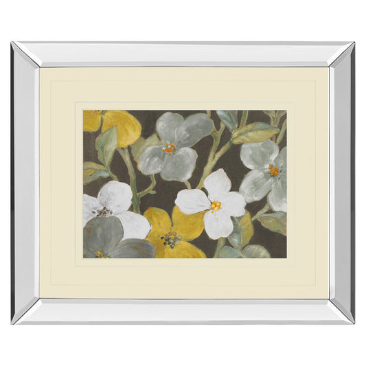 Classy Living Garden Party 40x34in Rectangular Wall Art | Contemporary Gray Floral on Mirrored Frame | Living Room & Bedroom Decor | 40 x | Model DM5521MF