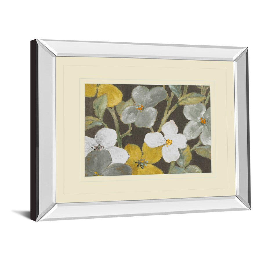 Classy Living Garden Party 40x34in Rectangular Wall Art | Contemporary Gray Floral on Mirrored Frame | Living Room & Bedroom Decor | 40 x | Model DM5521MF