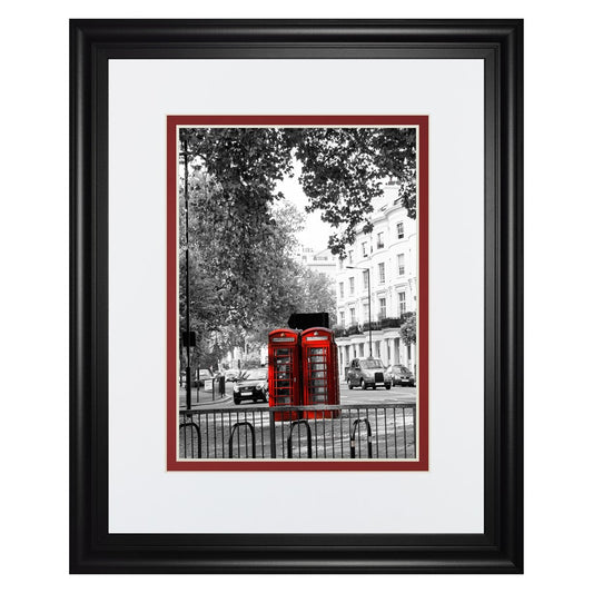 Classy Living Red Booths Wall Art 34x40in | Contemporary Black MDF Frame with Real Glass | Living Room & Office Decor | 34 x 40 x 1 in | Model DM5522