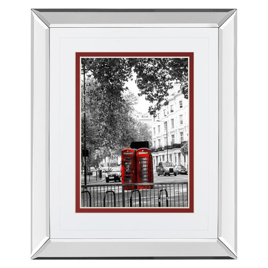 Classy Living Red Booths Wall Art 34x40in | Contemporary Mirrored Frame | Living Room & Office Decor | 34 x 40 x 3 in | Model DM5522MF