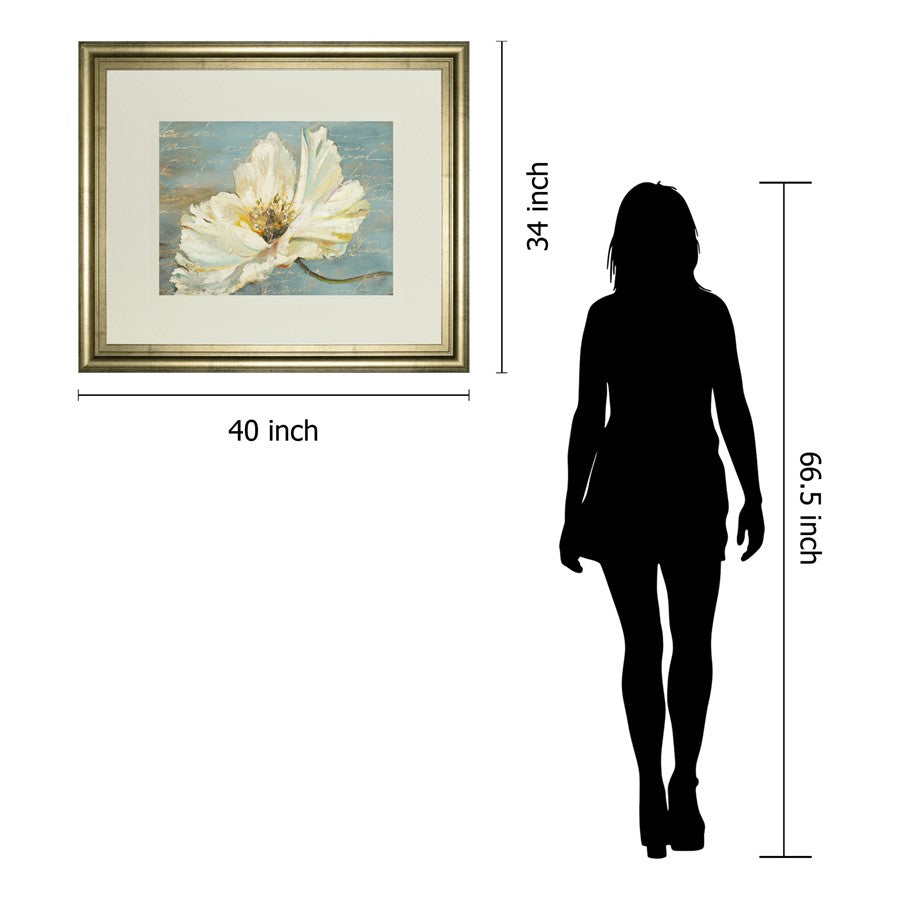 Classy Living Serene Peony Wall Art 40x34in | Traditional Floral Paper Print in Crisp Chardonnay Frame | Living Room & Bedroom Decor | 40 x | Model DM5523