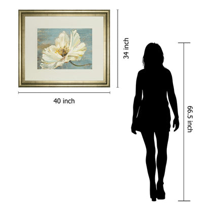 Classy Living Serene Peony Wall Art 40x34in | Traditional Floral Paper Print in Crisp Chardonnay Frame | Living Room & Bedroom Decor | 40 x | Model DM5523