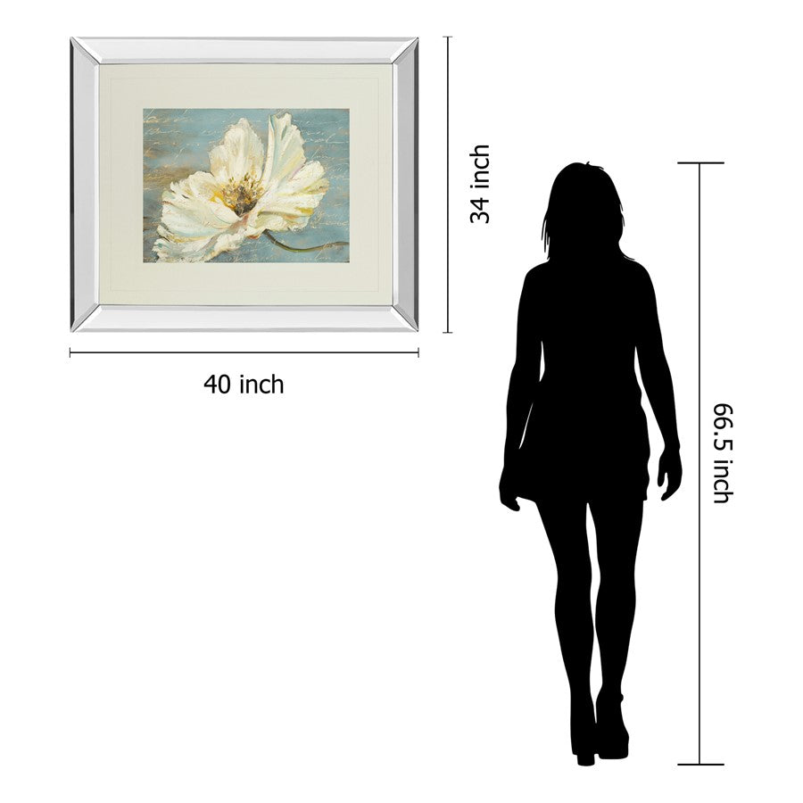 Classy Living Serene Peony 40x34in Wall Art | Traditional Floral with Mirrored Frame | Living Room & Bedroom Botanical Decor | 40 x 34 x | Model DM5523MF