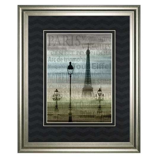 Classy Living Paris Landmarks Wall Art 34x40in | Transitional Silver Serenity MDF Frame | Living Room & Office Decor | 34 x 40 x 1 in | Model DM5524