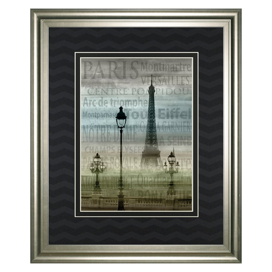 Classy Living Paris Landmarks Wall Art 34x40in | Transitional Silver Serenity MDF Frame | Living Room & Office Decor | 34 x 40 x 1 in | Model DM5524