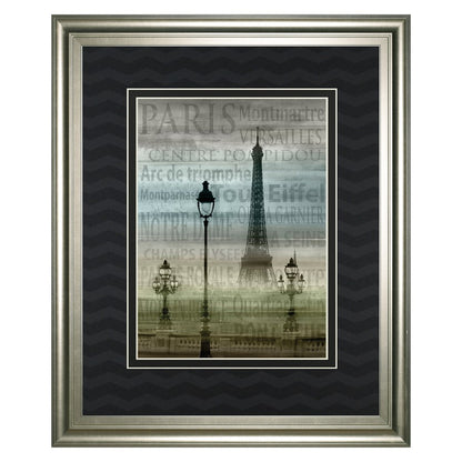 Classy Living Paris Landmarks Wall Art 34x40in | Transitional Silver Serenity MDF Frame | Living Room & Office Decor | 34 x 40 x 1 in | Model DM5524