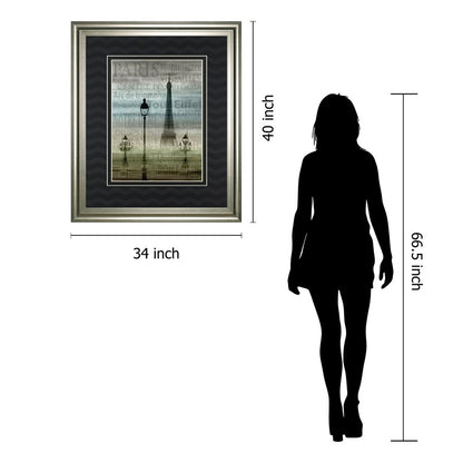 Classy Living Paris Landmarks Wall Art 34x40in | Transitional Silver Serenity MDF Frame | Living Room & Office Decor | 34 x 40 x 1 in | Model DM5524