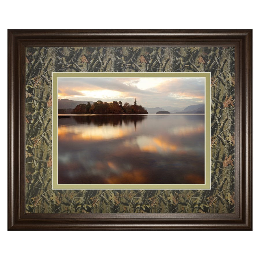Classy Living Tranquil Lakeside 40x34in Wall Art | Contemporary Paper Print in Brown MDF Frame | Living Room & Bedroom Decor | 40 x 34 x 1 | Model DM5525