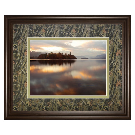 Classy Living Tranquil Lakeside 40x34in Wall Art | Contemporary Paper Print in Brown MDF Frame | Living Room & Bedroom Decor | 40 x 34 x 1 | Model DM5525
