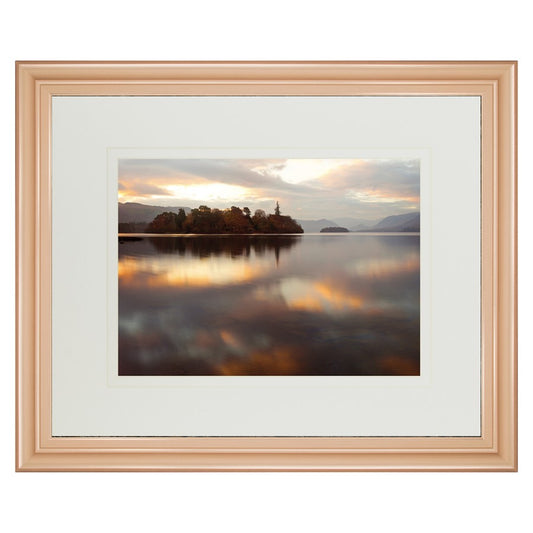 Classy Living Tranquil Lakeside 40x34in Framed Wall Art | Contemporary Rose Gold MDF Frame with Paper Print | Living Room & Bedroom Decor | Model DM5525B