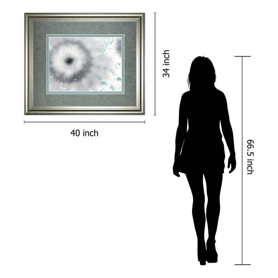 Classy Living Crystalline Bloom 40x34in Wall Art | Contemporary Silver Serenity MDF Frame with Glass | Living Room & Bedroom Decor | 1 x 40 | Model DM5528