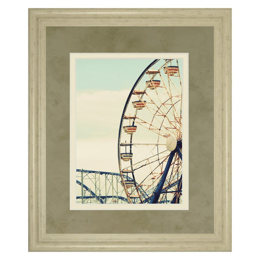Classy Living Vintage Ferris Wheel Wall Art | Contemporary Ivory MDF Frame with Real Glass | Living Room & Entertainment Space Decor | 34 x | Model DM5543