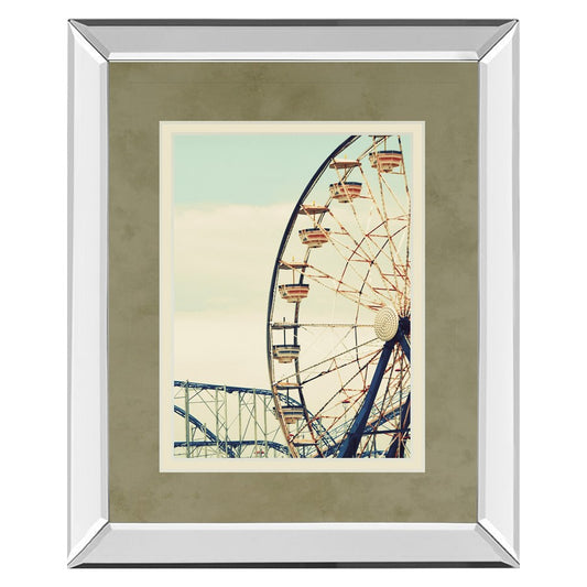 Classy Living Vintage Ferris Wheel Wall Art 34x40in | Contemporary Mirrored Frame & Double Mat | Living Room & Office Decor | 34 x 40 x 3 | Model DM5543MF