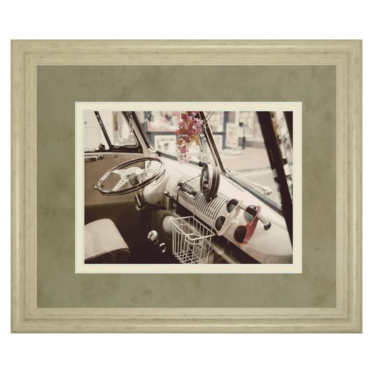 Classy Living Retro Ride Wall Art 40x34in | Vintage Graphic Art in Ivory Bliss MDF Frame | Living Room & Office Decor | 1 x 40 x 34 in | Model DM5545