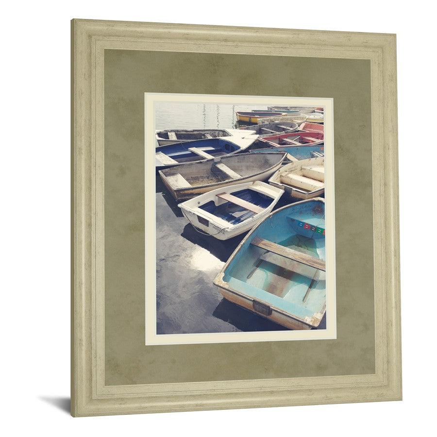 Classy Living Harbor Rowboats 34x40in Framed Wall Art | Contemporary Nautical Print in Ivory Bliss MDF Frame | Living Room & Bedroom | Model DM5548