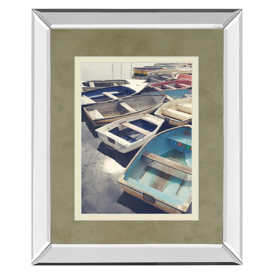 Classy Living Harbor Rowboats 34x40in Mirrored Wall Art | Contemporary Coastal Scene with Double Matting | Living Room & Office Decor | 3 | Model DM5548MF