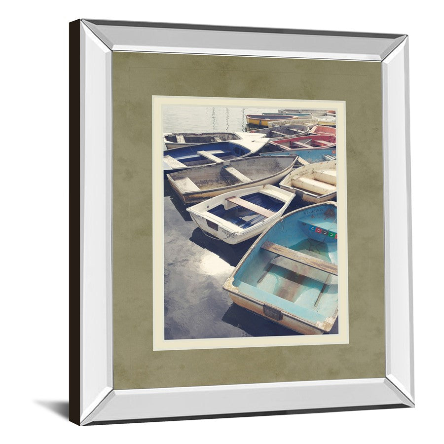 Classy Living Harbor Rowboats 34x40in Mirrored Wall Art | Contemporary Coastal Scene with Double Matting | Living Room & Office Decor | 3 | Model DM5548MF