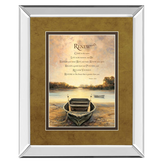 Classy Living Renewal Reflection Wall Art 34x40in | Contemporary Mirrored Frame with Inspirational Text | Living Room & Office Decor | 34 | Model DM5549MF