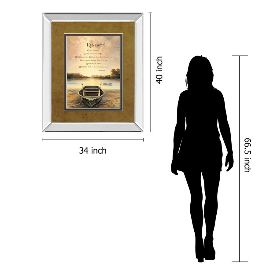 Classy Living Renewal Reflection Wall Art 34x40in | Contemporary Mirrored Frame with Inspirational Text | Living Room & Office Decor | 34 | Model DM5549MF