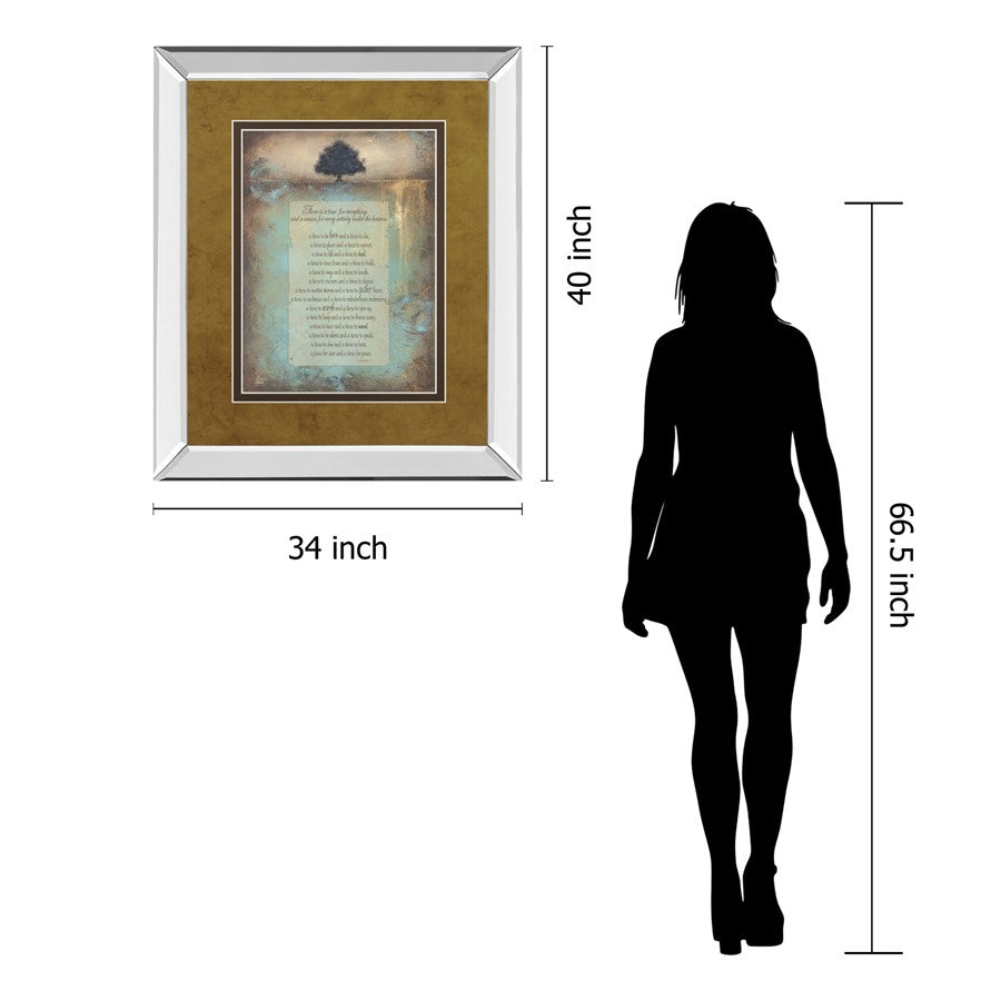 Classy Living Time For Everything Wall Art 34x40in | Transitional Mirrored Frame with Graphic Art | Living Room & Office Inspirational | Model DM5551MF