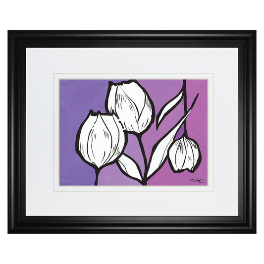 Classy Living Unity Blooms 40x34in Wall Art | Contemporary Botanical Midnight Aura Framed Print | Living Room & Bedroom Decor | 40 x 34 x 1 | Model DM5553