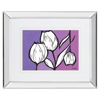 Classy Living Unity Blooms Wall Art 40x34in | Contemporary Mirrored Frame Floral Print | Living Room & Bedroom Decor | 3 x 40 x 34 in | Model DM5553MF