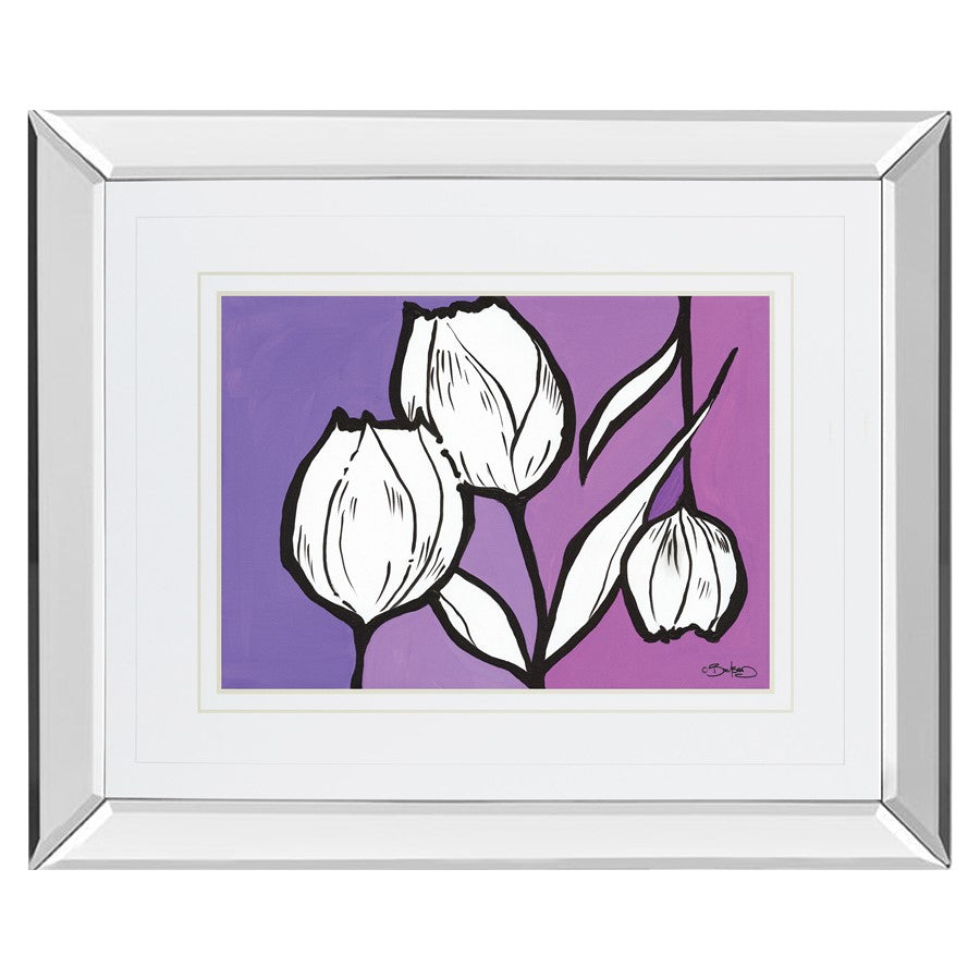 Classy Living Unity Blooms Wall Art 40x34in | Contemporary Mirrored Frame Floral Print | Living Room & Bedroom Decor | 3 x 40 x 34 in | Model DM5553MF