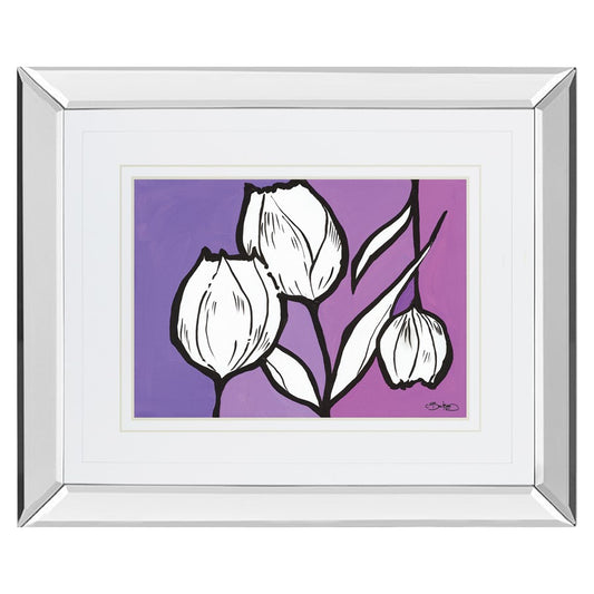 Classy Living Unity Blooms Wall Art 40x34in | Contemporary Mirrored Frame Floral Print | Living Room & Bedroom Decor | 3 x 40 x 34 in | Model DM5553MF