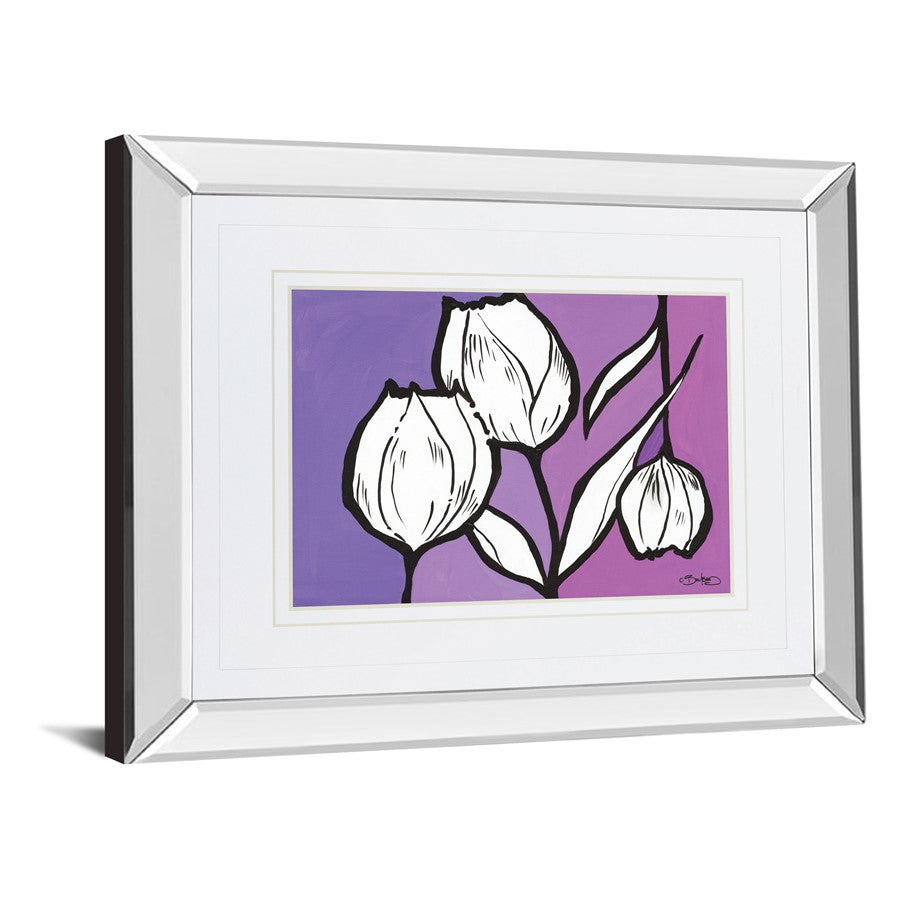 Classy Living Unity Blooms Wall Art 40x34in | Contemporary Mirrored Frame Floral Print | Living Room & Bedroom Decor | 3 x 40 x 34 in | Model DM5553MF