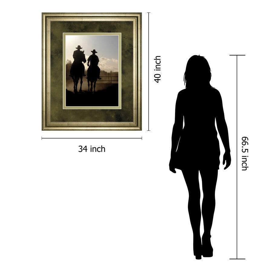 Classy Living Cavalier Silhouettes 34x40in Wall Art | Country Farmhouse Crisp Chardonnay Frame | Living Room & Office Decor | 34 x 40 x 1 in | Model DM5558