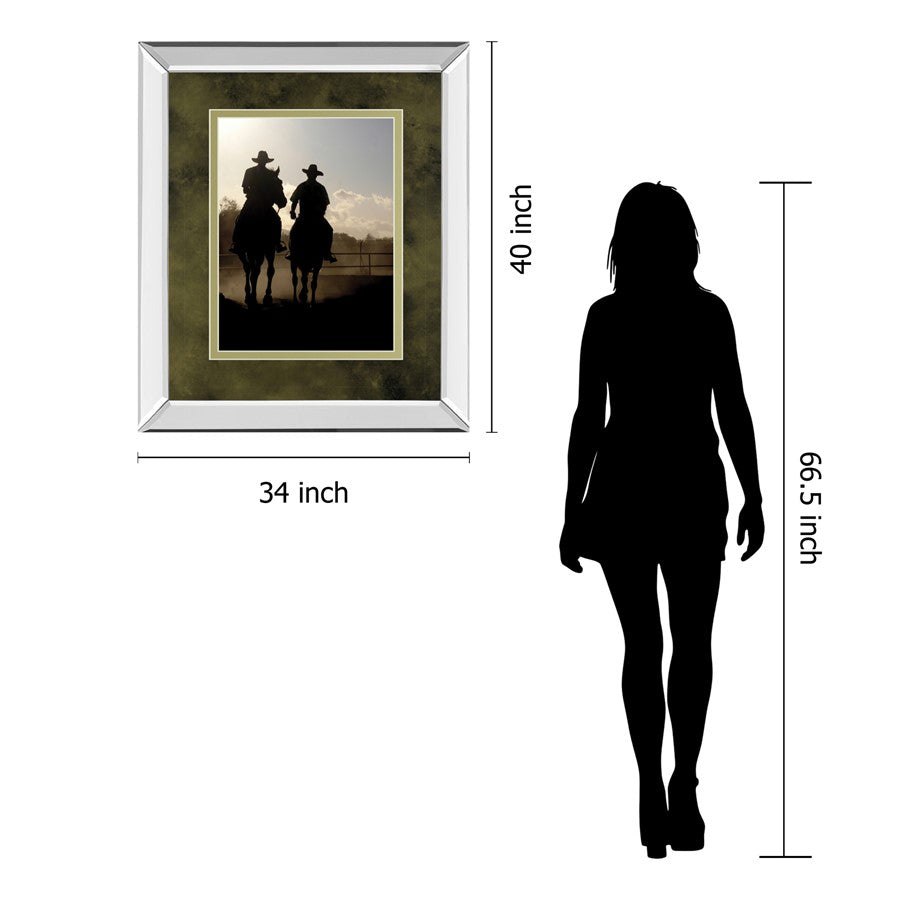 Classy Living Cavalier Silhouettes 34x40in Wall Art | Country Farmhouse Mirrored Frame | Living Room & Office Decor | 34 x 40 x 3 in | Model DM5558MF