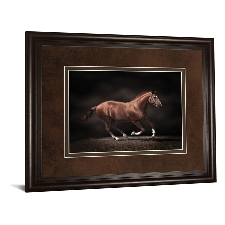 Classy Living Galloping Stallion 40x34in Wall Art | Contemporary Dark Chocolate MDF Frame | Living Room & Office Decor | 40 x 34 x 1 in | Model DM5559