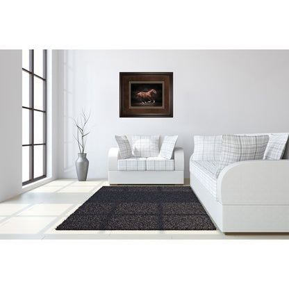 Classy Living Galloping Stallion 40x34in Wall Art | Contemporary Dark Chocolate MDF Frame | Living Room & Office Decor | 40 x 34 x 1 in | Model DM5559