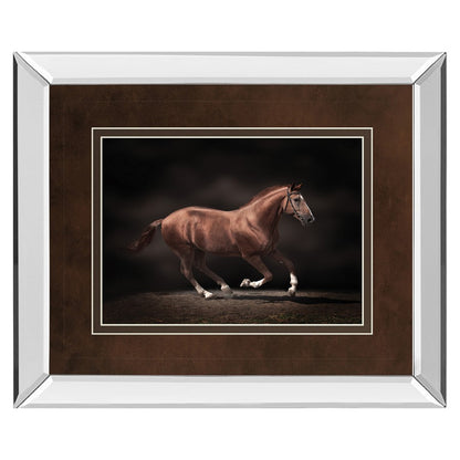 Classy Living Galloping Stallion Wall Art 40x34in | Contemporary Mirrored Frame Horse Art | Living Room & Office Decor | 34 in H | Model DM5559MF