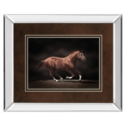 Classy Living Galloping Stallion Wall Art 40x34in | Contemporary Mirrored Frame Horse Art | Living Room & Office Decor | 34 in H | Model DM5559MF