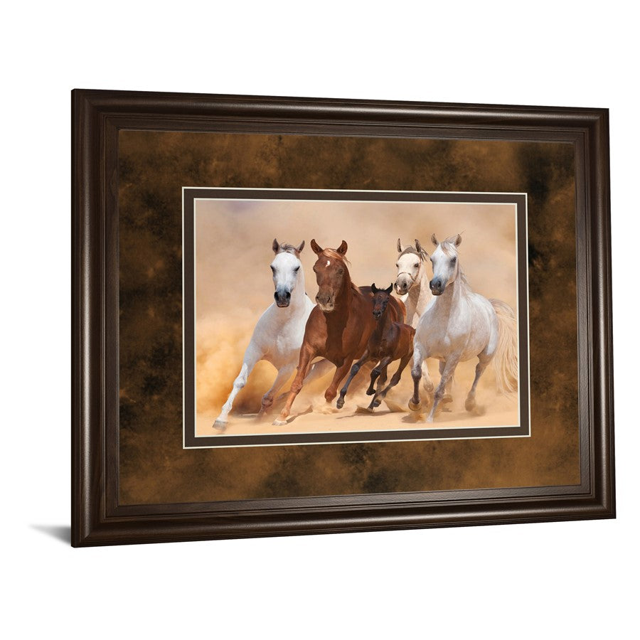 Classy Living Galloping Freedom Wall Art 40x34in | Traditional Cinnamon Mocha MDF Frame Paper Print | Living Room & Office Decor | 1 x 40 x | Model DM5560