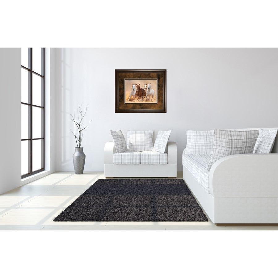 Classy Living Galloping Freedom Wall Art 40x34in | Traditional Cinnamon Mocha MDF Frame Paper Print | Living Room & Office Decor | 1 x 40 x | Model DM5560