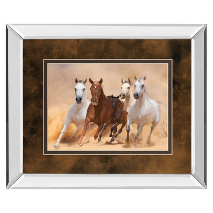 Classy Living Galloping Freedom Wall Art 40x34in | Traditional Mirrored Frame with Double Mat | Living Room & Office Decor | 40 x 34 x 3 | Model DM5560MF