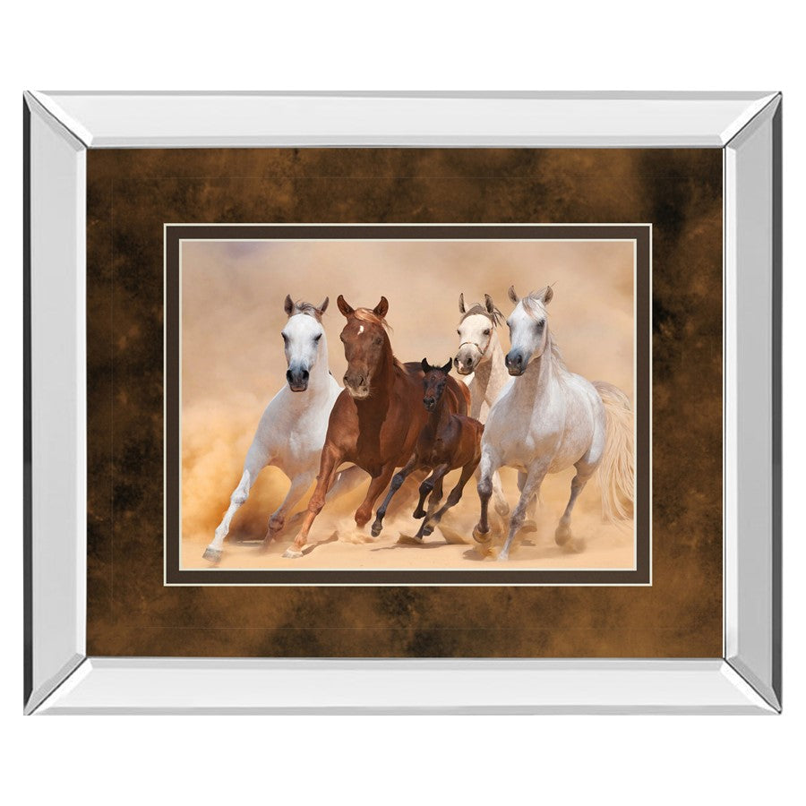 Classy Living Galloping Freedom Wall Art 40x34in | Traditional Mirrored Frame with Double Mat | Living Room & Office Decor | 40 x 34 x 3 | Model DM5560MF