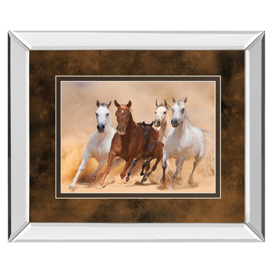 Classy Living Galloping Freedom Wall Art 40x34in | Traditional Mirrored Frame with Double Mat | Living Room & Office Decor | 40 x 34 x 3 | Model DM5560MF