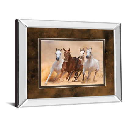 Classy Living Galloping Freedom Wall Art 40x34in | Traditional Mirrored Frame with Double Mat | Living Room & Office Decor | 40 x 34 x 3 | Model DM5560MF