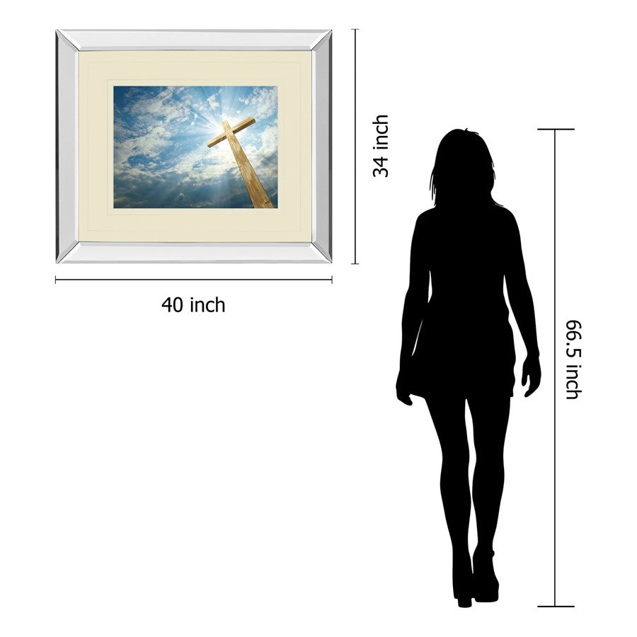 Classy Living Radiant Cross Wall Art 40x34in | Contemporary Mirrored Frame Spiritual Decor | Living Room & Office Wall Art | 3 x 40 x 34 | Model DM5561MF
