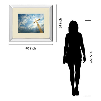 Classy Living Radiant Cross Wall Art 40x34in | Contemporary Mirrored Frame Spiritual Decor | Living Room & Office Wall Art | 3 x 40 x 34 | Model DM5561MF